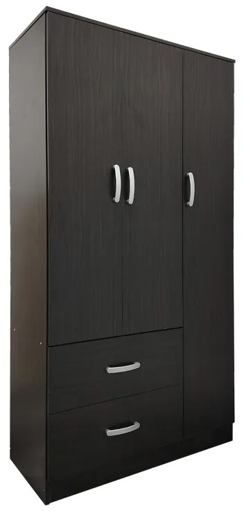 Ντουλάπα τρίφυλλη με 2 συρτάρια Lego pakoworld σε wenge απόχρωση 90x42x180εκ