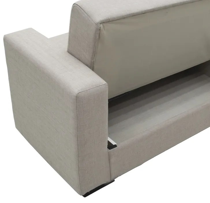 Καναπές-κρεβάτι με αποθηκευτικό χώρο διθέσιος Vox pakoworld ανοιχτό γκρι ύφασμα 154x82x83εκ