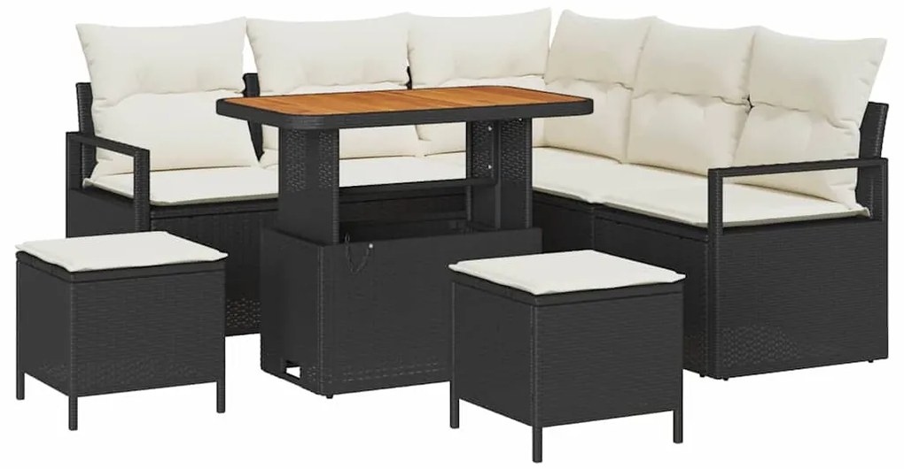 vidaXL Σετ Καναπέ Κήπου με μαξιλάρι 8 pcs Μαύρο Πολυ ράταν