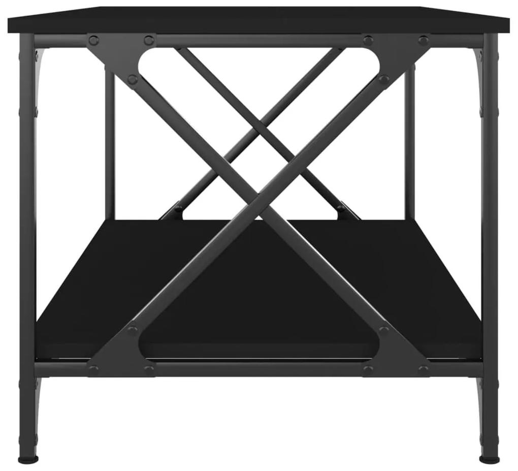 Τραπεζάκι Σαλονιού Μαύρο 80x50x45εκ. Επεξεργασμένο Ξύλο+Σίδηρος - Μαύρο