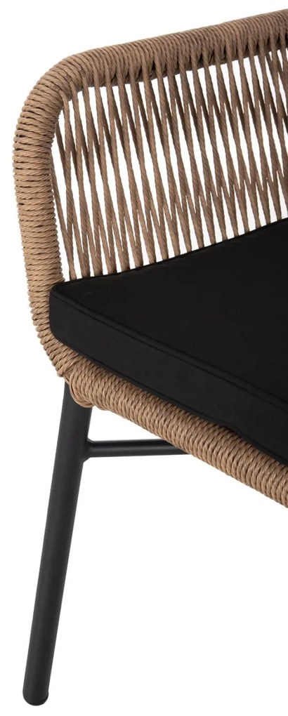Καρέκλα - Πολυθρόνα TOPIN C6048.02 Μαύρη Αλουμινίου με Ρ.Ε. Rattan Μπέζ και Μαύρο Μαξιλάρι 57x65x84Υ εκ. 57x65x84 εκ.