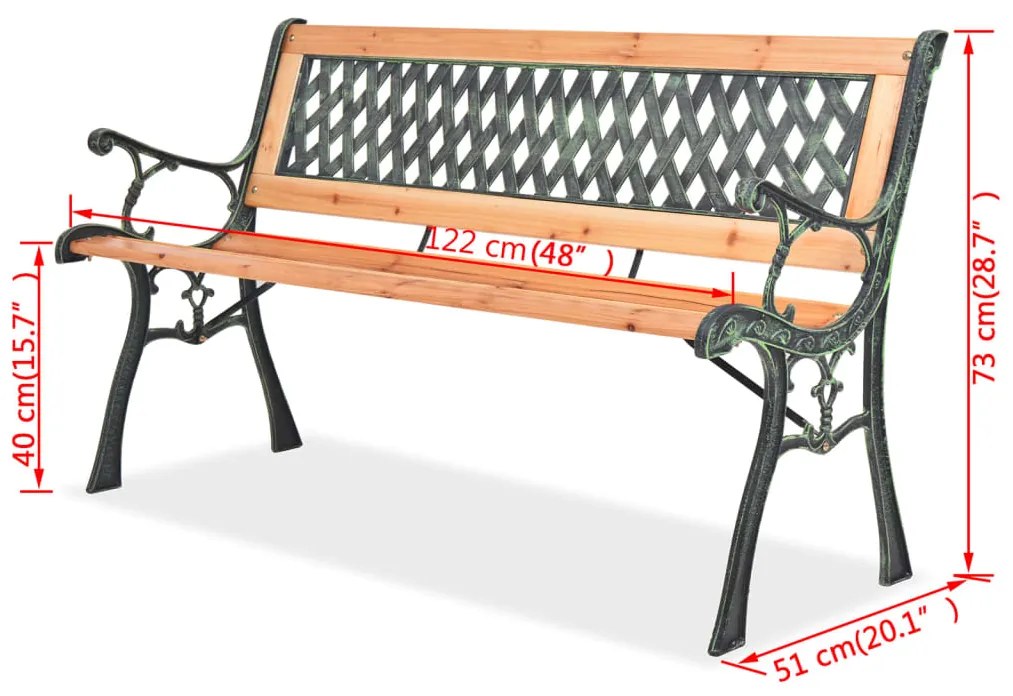 vidaXL Παγκάκι Κήπου 122 εκ. Ξύλινο