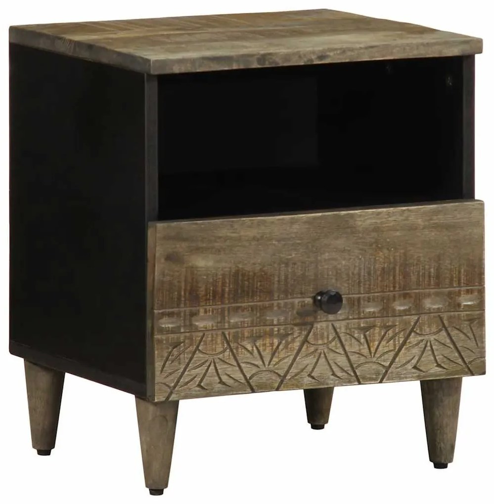 κομοδίνο ντουλάπι ανοιχτό γκρι 40x33x46 cm μασίφ ξύλο Mango - Γκρι