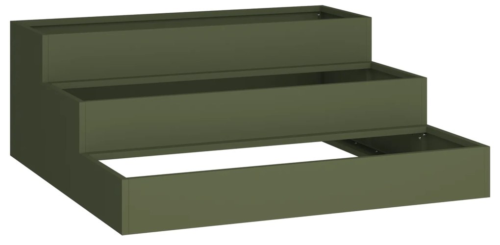 vidaXL Γλάστρα Κήπου Τριών Επιπέδων 90x90x35 εκ Ελιάς Ατσάλι