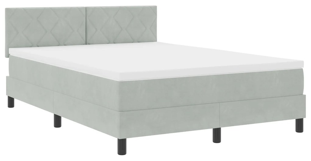 vidaXL Κρεβάτι με Στρώμα Light Grey 140x190 εκ Βελούδο