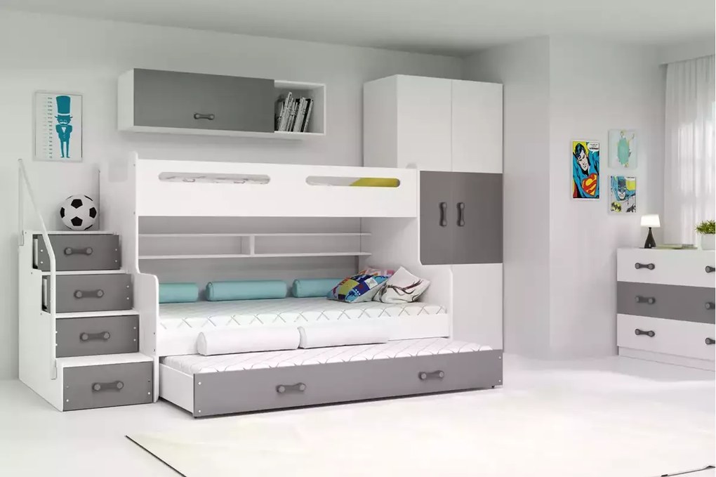 Κουκέτα Max Plus  White + Grey  120×200cm (Δώρο τα Στρώματα)