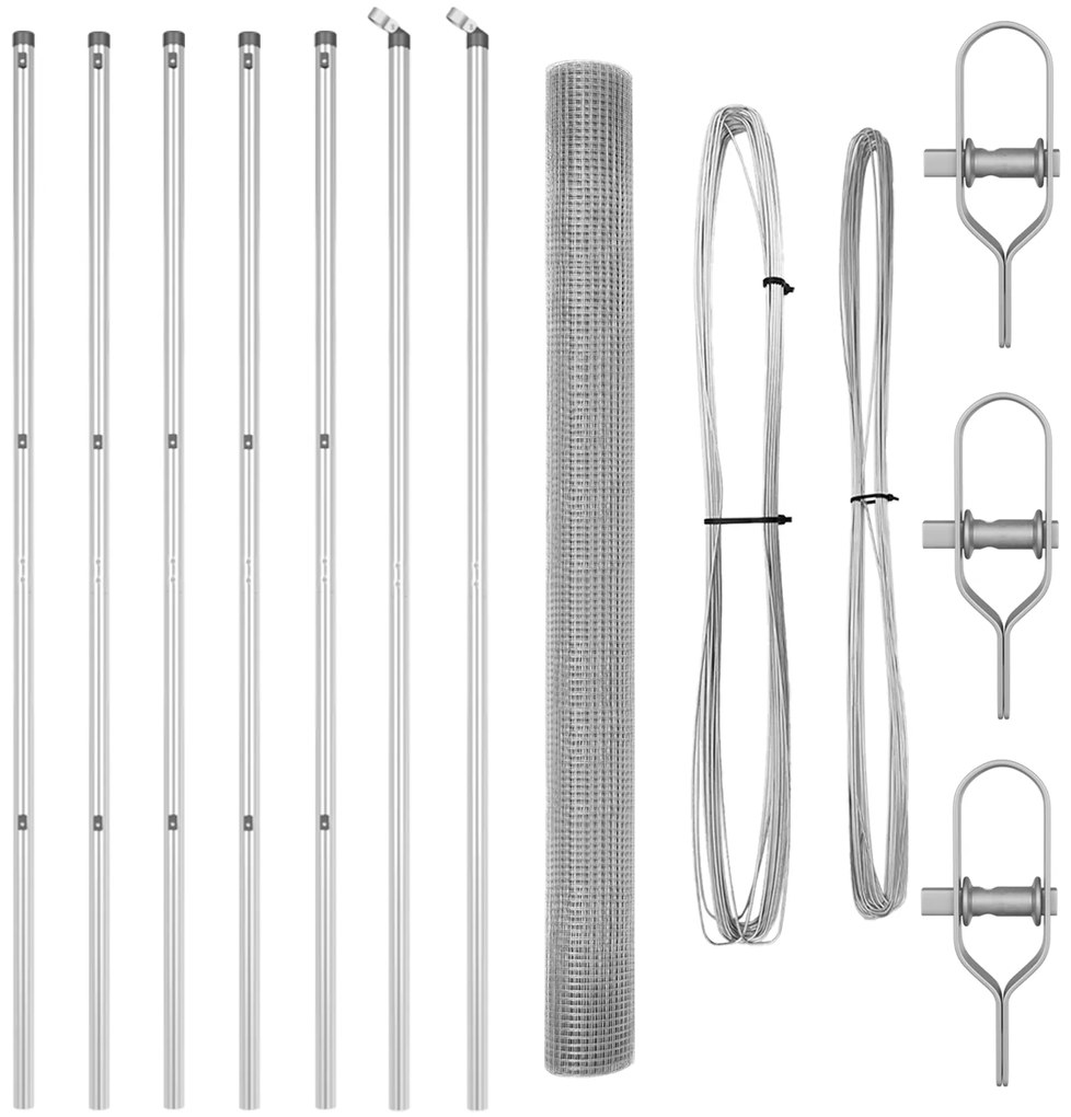 vidaXL Welded Wire Fence με 7 Πόλους 1.6x10 μ Γαλβανισμένος Χάλυβας