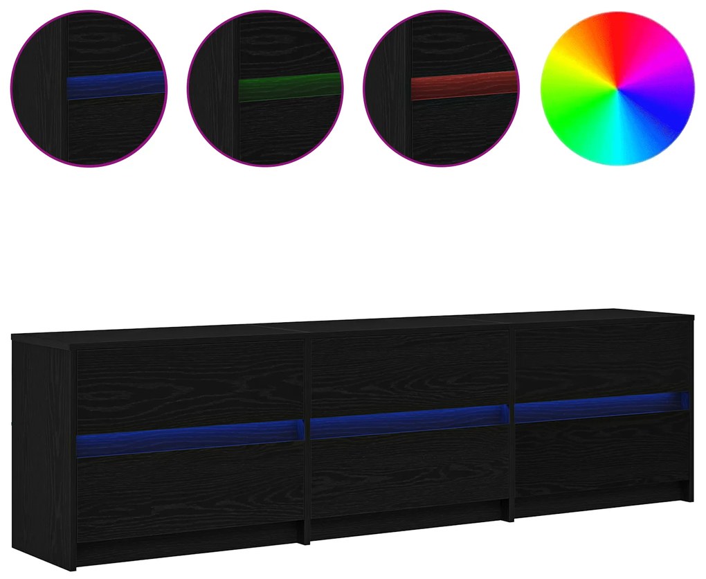 vidaXL Ντουλάπι TV Μαύρο 182 x 34 x 50 εκ. Επεξεργασμένο ξύλο