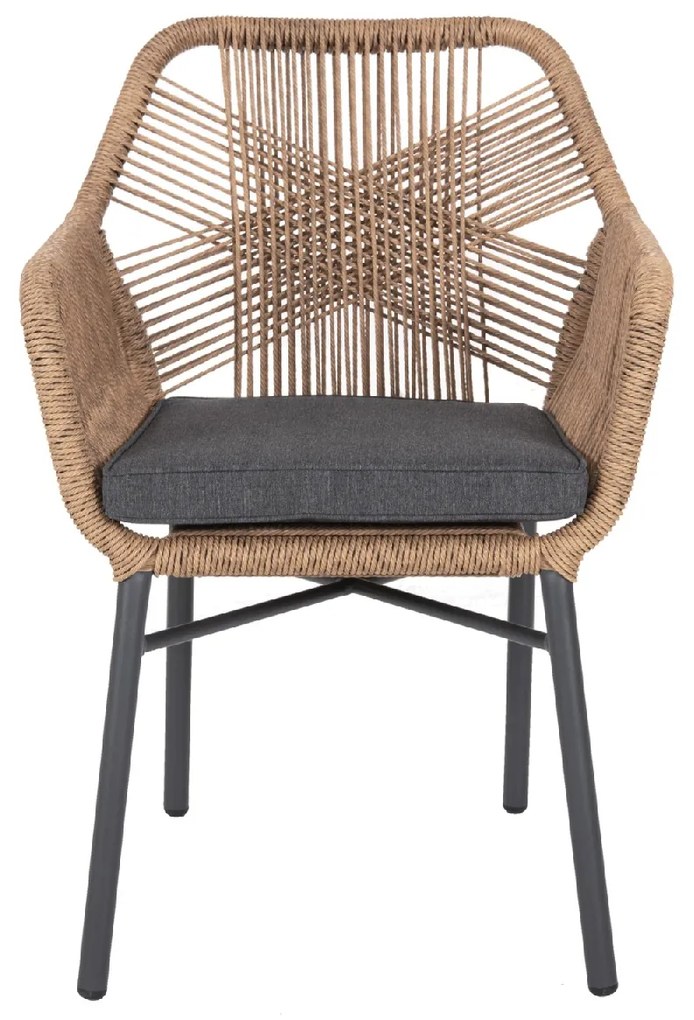 ΠΟΛΥΘΡΟΝΑ TOPIN HM6048.03 ΑΛΟΥΜΙΝΙΟ ΑΝΘΡΑΚΙ-P.E. RATTAN ΜΠΕΖ-ΜΑΞΙΛΑΡΙ ΑΝΘΡΑΚΙ