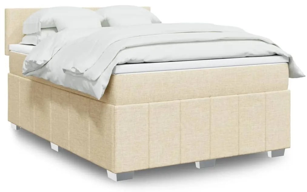 ΚΡΕΒΑΤΙ BOXSPRING ΜΕ ΣΤΡΩΜΑ ΚΡΕΜ 140X200 ΕΚ. ΥΦΑΣΜΑΤΙΝΟ 3287089