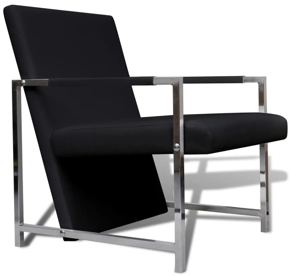 vidaXL Πολυθρόνες 2 τεμ. Μαύρες από Συνθετικό Δέρμα με Σκελετό Χρωμίου