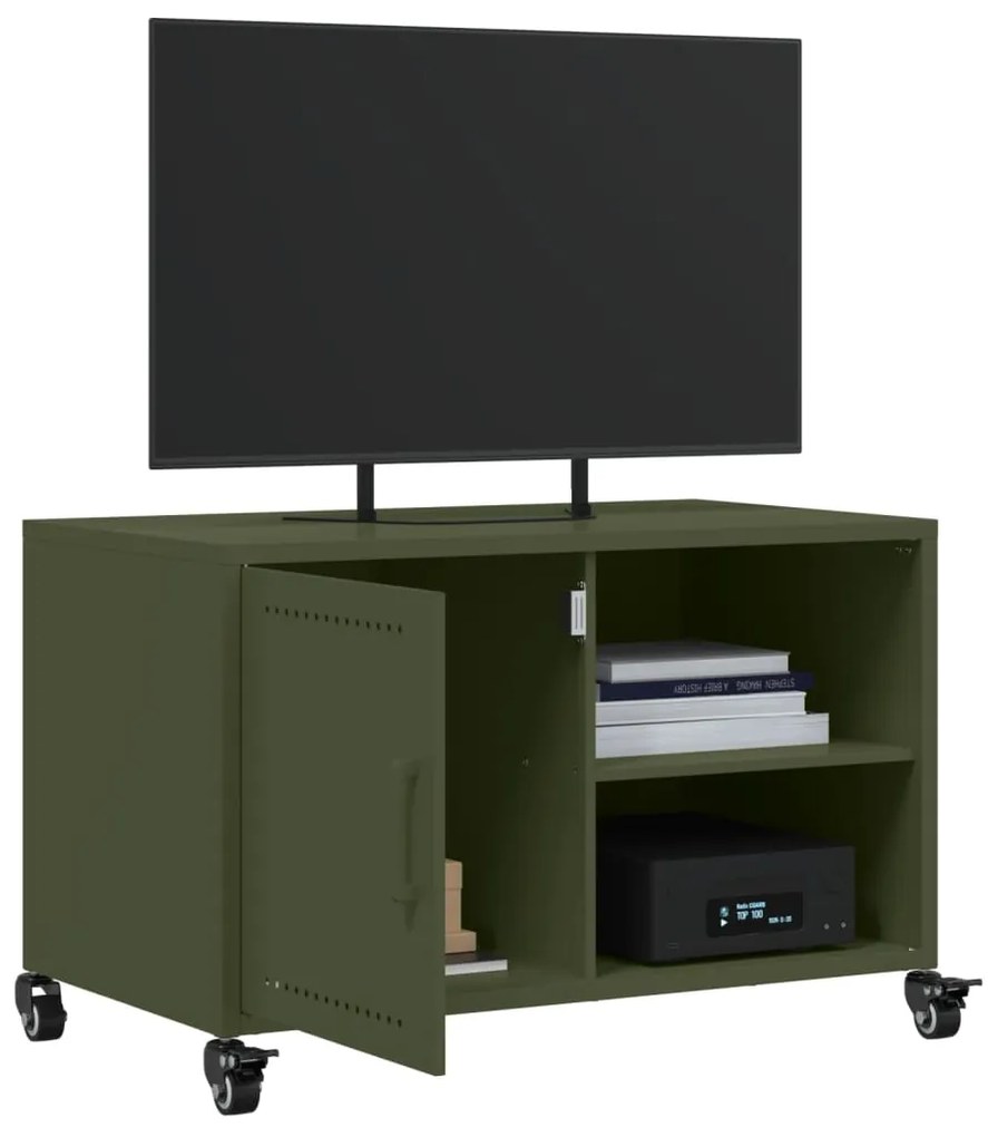 vidaXL Έπιπλο Τηλεόρασης Πράσινο Λαδί 68x39x43,5 εκ. από Ατσάλι