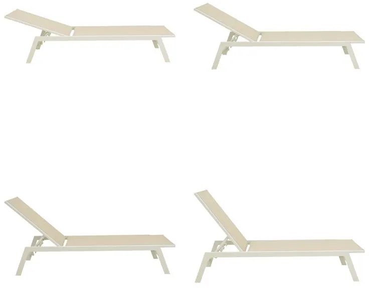 Ξαπλώστρα Boka Λευκό Αλουμίνιο με Μπέζ Textilene 60x192x31εκ. 60x192x31 εκ.