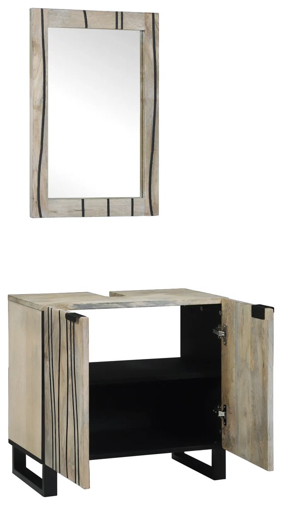 vidaXL Σετ Επίπλων Μπάνιου με ράφι 2 pcs Λευκό 62 x 33 x 58 εκ.