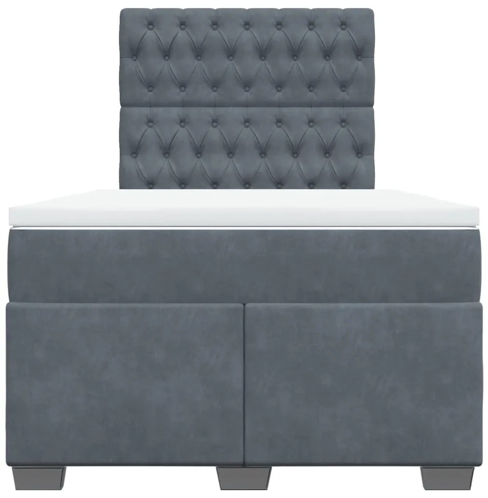 vidaXL Κρεβάτι Boxspring με Στρώμα Σκούρο Γκρι 120x200 εκ. Βελούδινο