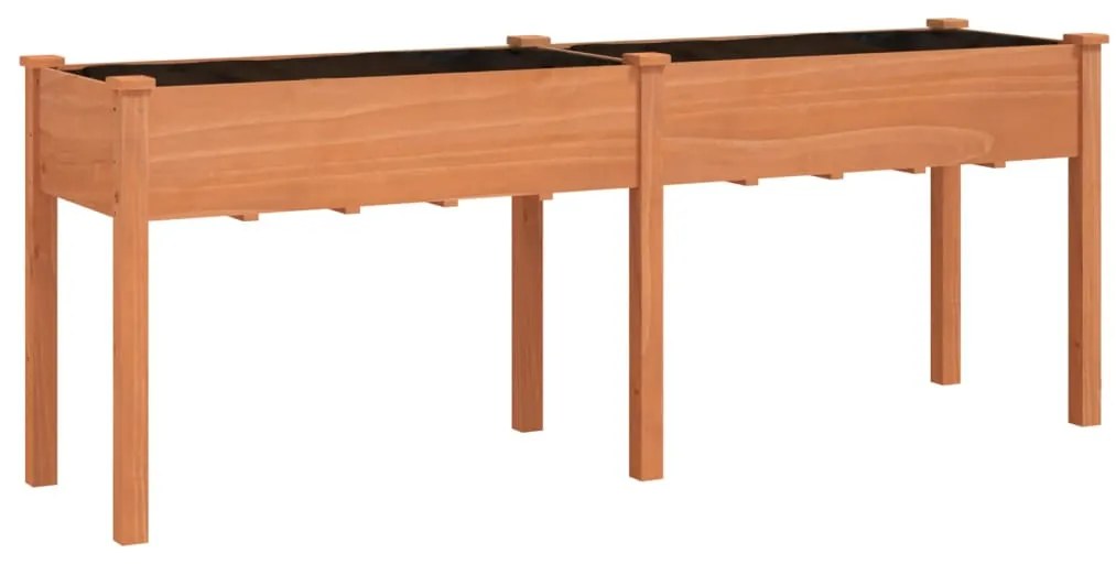 vidaXL Γλάστρα με Επένδυση Καφέ 203x53x76 εκ. από Μασίφ Ξύλο Ελάτης