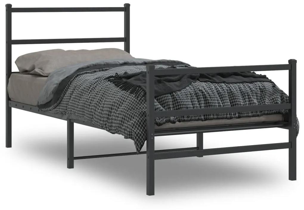 Πλαίσιο Κρεβατιού με Κεφαλάρι/Ποδαρικό Μαύρο 90x200 εκ. Μέταλλο