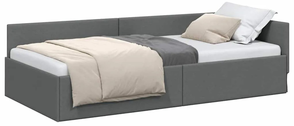 vidaXL Κρεβάτι Γωνίας Σκούρο γκρι 80 x 200 cm Ύφασμα και Έργο ξύλου