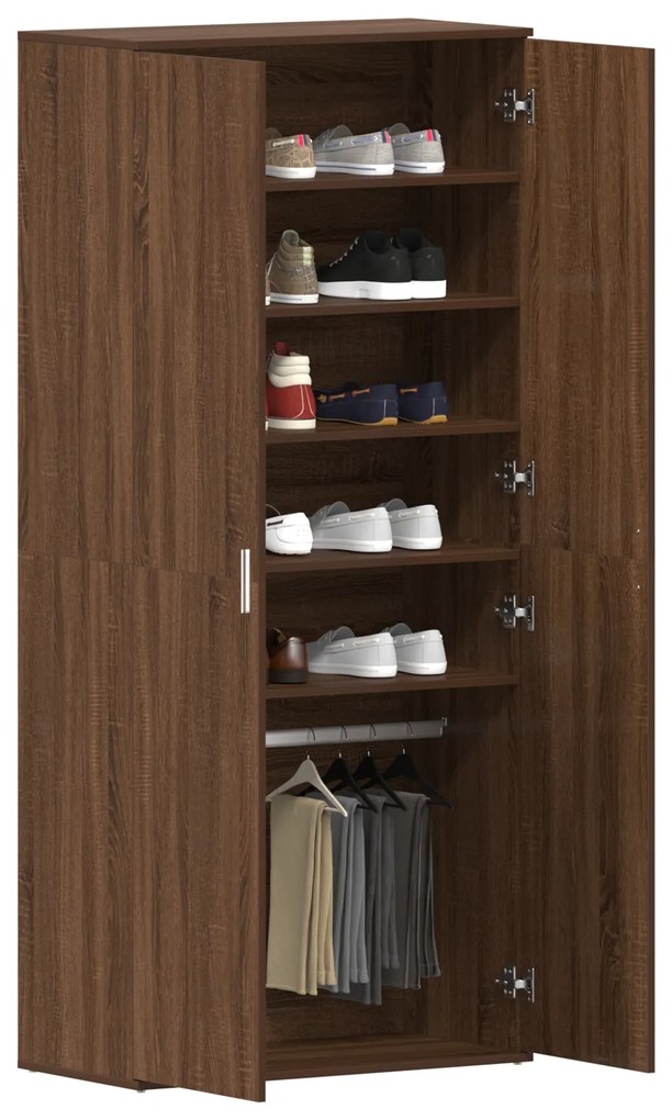 vidaXL Ντουλάπι Παπουτσιών Καφέ Δρυός 80x39x180 cm Φτιαγμένο Ξύλο