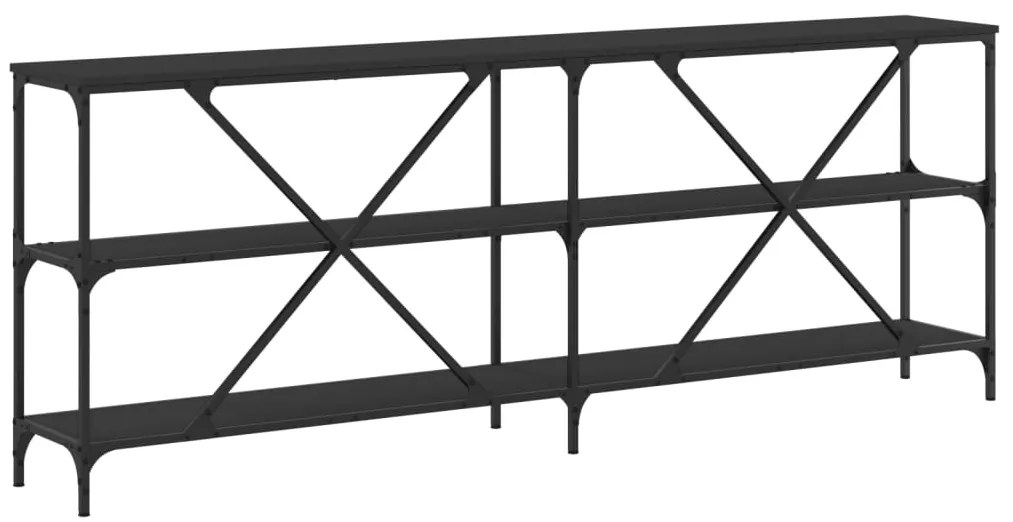 vidaXL Τραπέζι Κονσόλα Μαύρο 200 x 30 x 75 εκ. Επεξεργ. Ξύλο/Σίδηρος