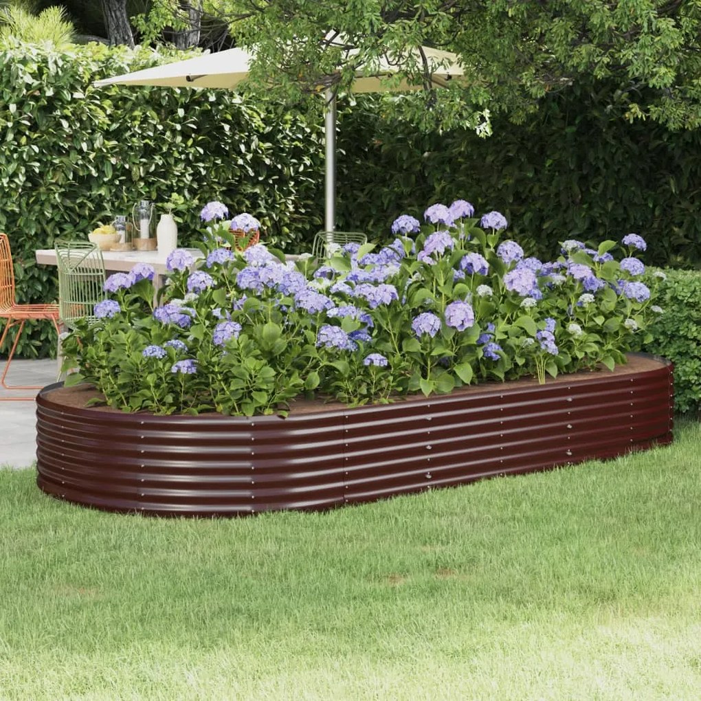 vidaXL Ζαρντινιέρα Καφέ 296x140x36 εκ. Ατσάλι με Ηλεκτρ. Βαφή Πούδρας