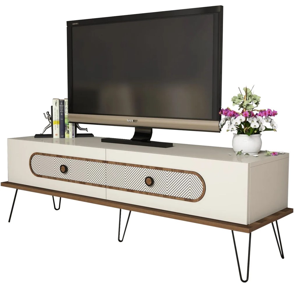 ΕΠΙΠΛΟ ΤΗΛΕΟΡΑΣΗΣ FB99511.01 ΜΕΛΑΜΙΝΗΣ ΚΡΕΜ ΧΡΩΜΑ ΜΕΤΑΛΛΙΚΑ ΠΟΔΙΑ 145x40x45Yεκ. 0534827