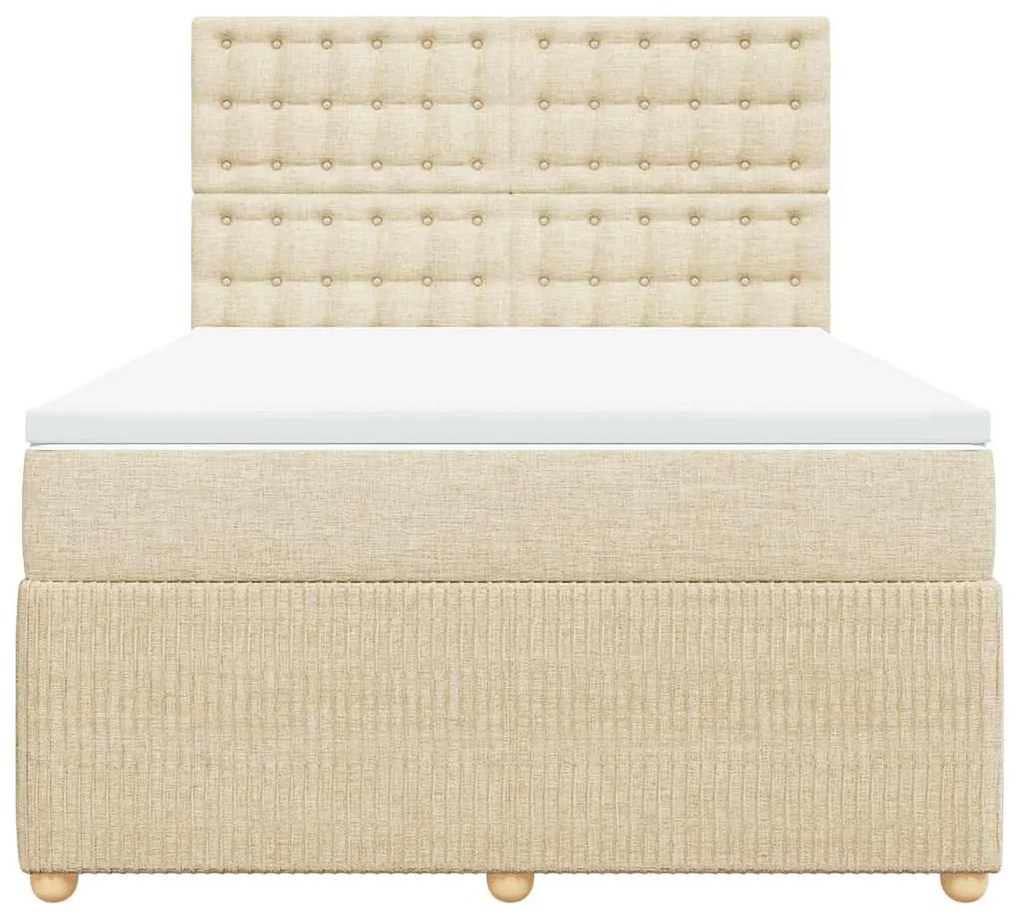 vidaXL Κρεβάτι Boxspring με Στρώμα Κρεμ 140x200 εκ. Υφασμάτινο