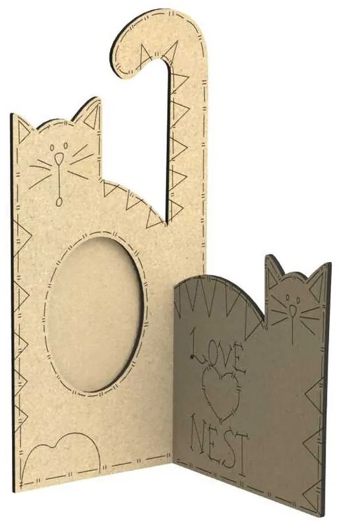 Intra απο ξύλο plywood 3mm-4mm πάχος - Κορνίζα φωτογραφιών γάτας Δίασταση 30x30 cm Intraeaxys-m1d65xd7