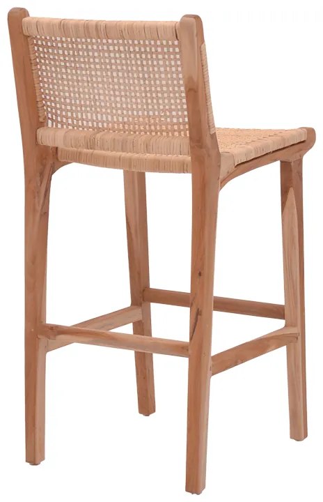 Σκαμπό μπαρ μεσαίου ύψους Sponze  teak ξύλο-φυσικό rattan σε φυσική απόχρωση 40x47x89εκ