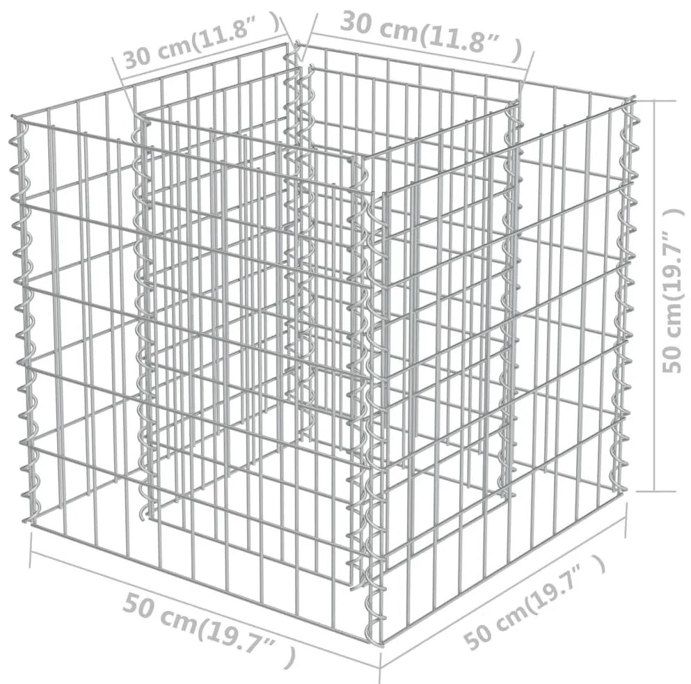 Συρματοκιβώτιο-Γλάστρα Υπερυψωμένη 50x50x50 εκ. Γαλβ. Χάλυβας - Ασήμι