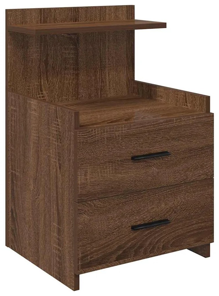 vidaXL Κομοδίνα 2 τεμ. με 2 Συρτάρια, Καφέ Δρυς 40x36,5x62 εκ.