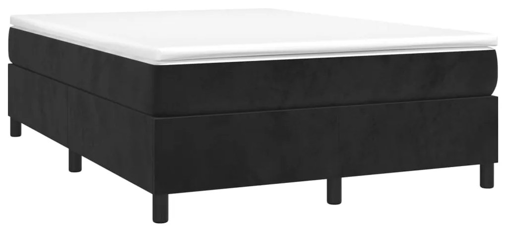 vidaXL Κρεβάτι Boxspring με Στρώμα Μαύρο 140x190 εκ. Βελούδινο