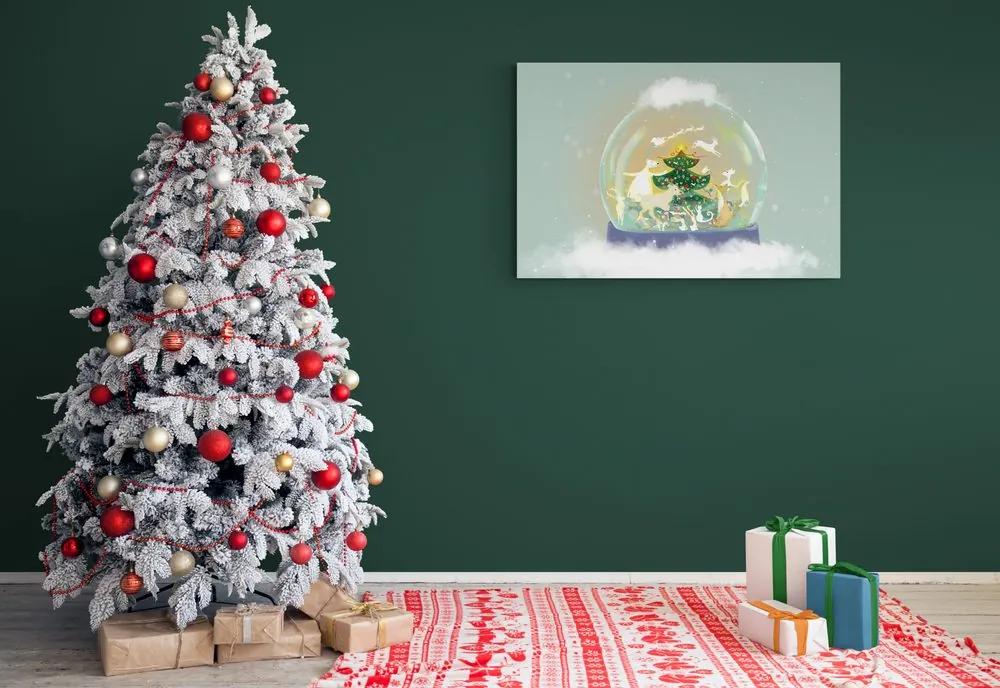 Εικόνα  στολισμένο Χριστουγεννιάτικο δέντρο σε μια χιονοστιβάδα