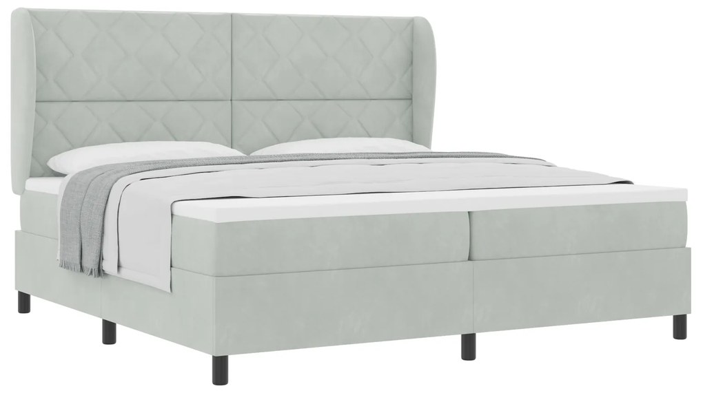 vidaXL Κρεβάτι με Στρώμα Light Grey 200x200 εκ. Βελούδο