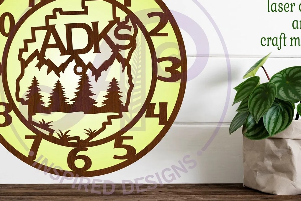 Σετ των 3 Intra απο ξύλο plywood 3mm-4mm πάχος Ρολόι τοίχου ADKs Adirondacks Δίασταση 8x8 cm INTRAFABR-121690736