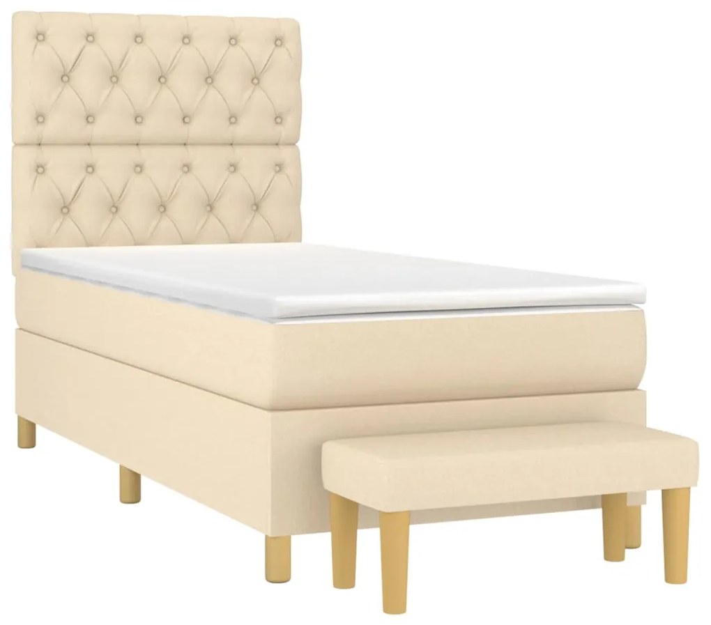 vidaXL Κρεβάτι Boxspring με Στρώμα Κρεμ 80 x 200 εκ. Υφασμάτινο