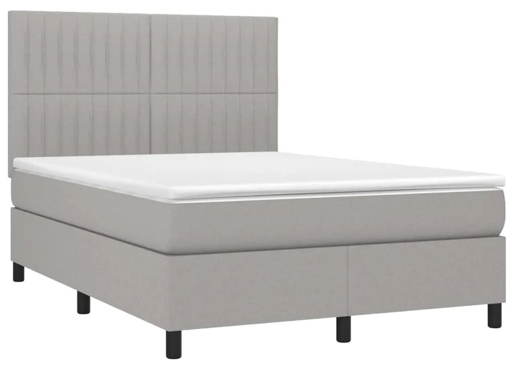 vidaXL Κρεβάτι Boxspring με Στρώμα Ανοιχτό Γκρι 140x200 εκ. Υφασμάτινο