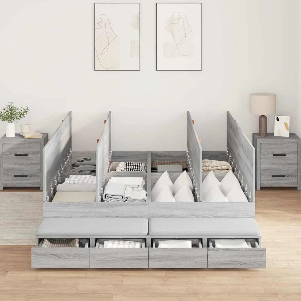 vidaXL Κρεβάτι με αποθηκευτικό χώρο Γκρι sonoma 236.5 x 160 x 31.5 εκ.