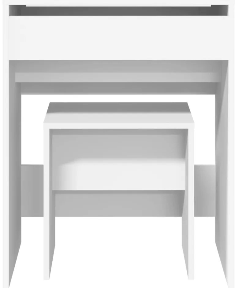 vidaXL Μπουντουάρ και Σκαμπό Λευκό 60 x 40 x 113,5 εκ.