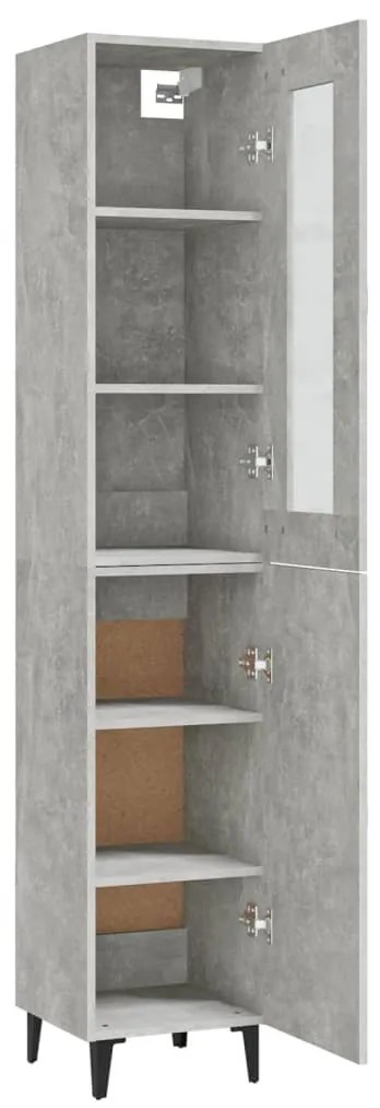 vidaXL Ντουλάπι Γκρι Σκυροδέματος 34,5x34x180 εκ. Επεξεργασμένο Ξύλο