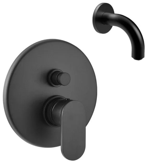 Armando Vicario Slim Black Matt Μίκτης Εντοιχισμού 2 Εξόδων με Εκτροπέα+Στόμιο 10cm Φ24mm