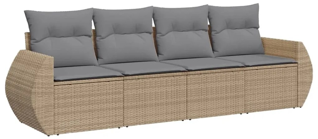 vidaXL Σετ Καναπέ Κήπου 4 τεμ. Μπεζ Συνθετικό Ρατάν με Μαξιλάρια