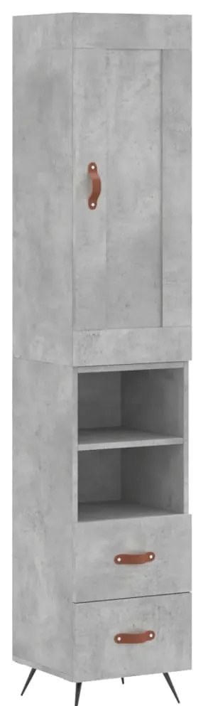 vidaXL Ντουλάπι Γκρι Σκυροδέματος 34,5x34x180 εκ. Επεξεργασμένο Ξύλο
