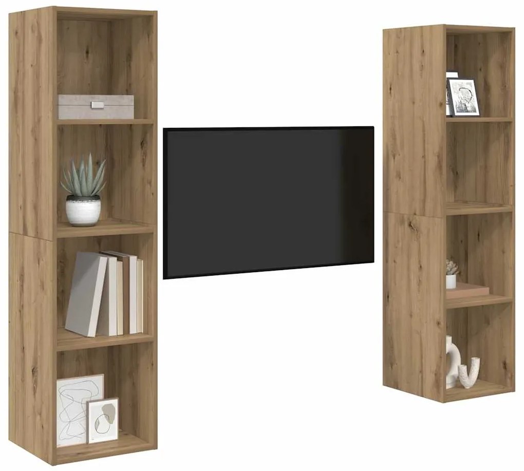 vidaXL Ντουλάπι TV 2 pcs Καφέ 37 x 37 x 142.5 εκ Επεξεργασμένο ξύλο