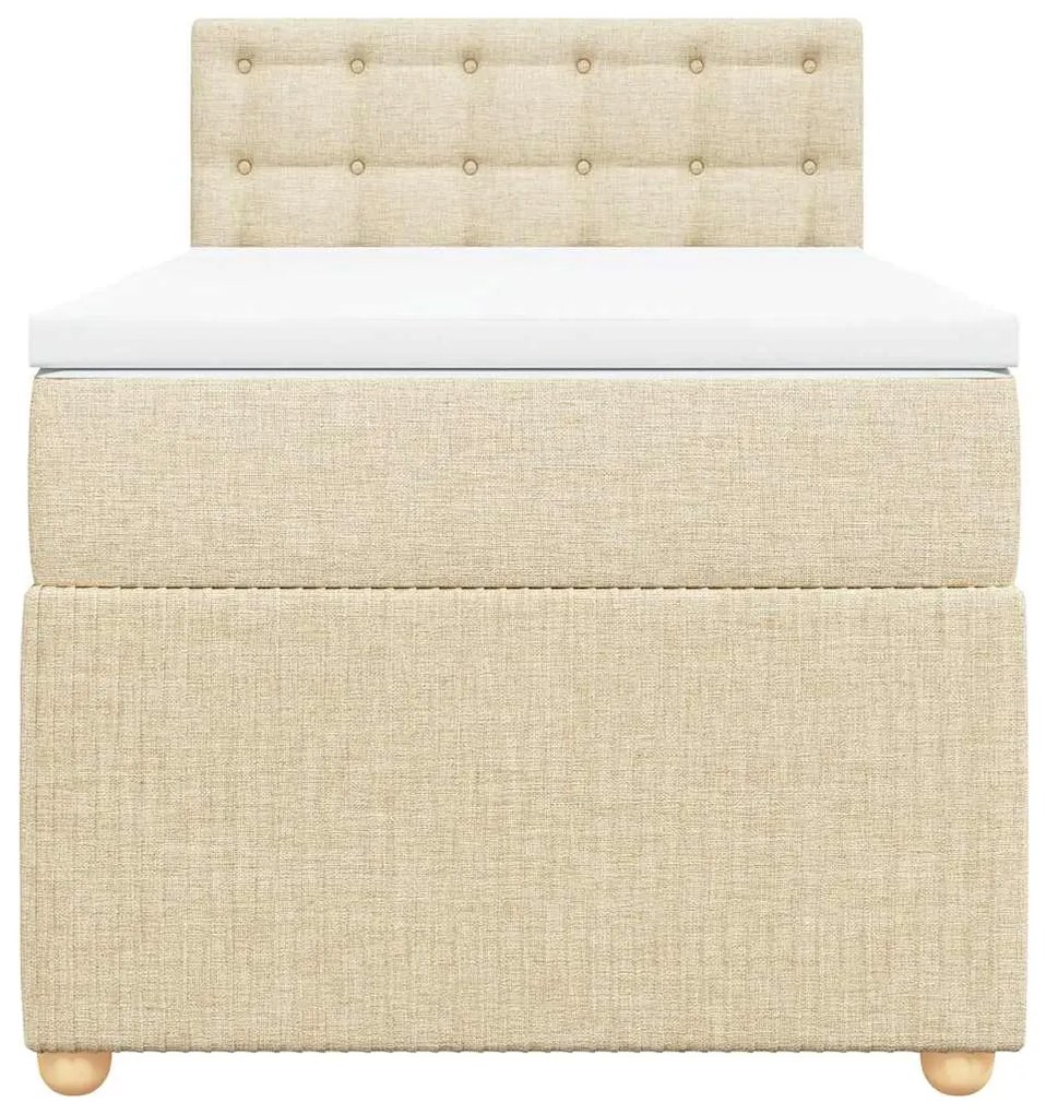 vidaXL Κρεβάτι Boxspring με Στρώμα Κρεμ 100 x 200 εκ. Υφασμάτινο