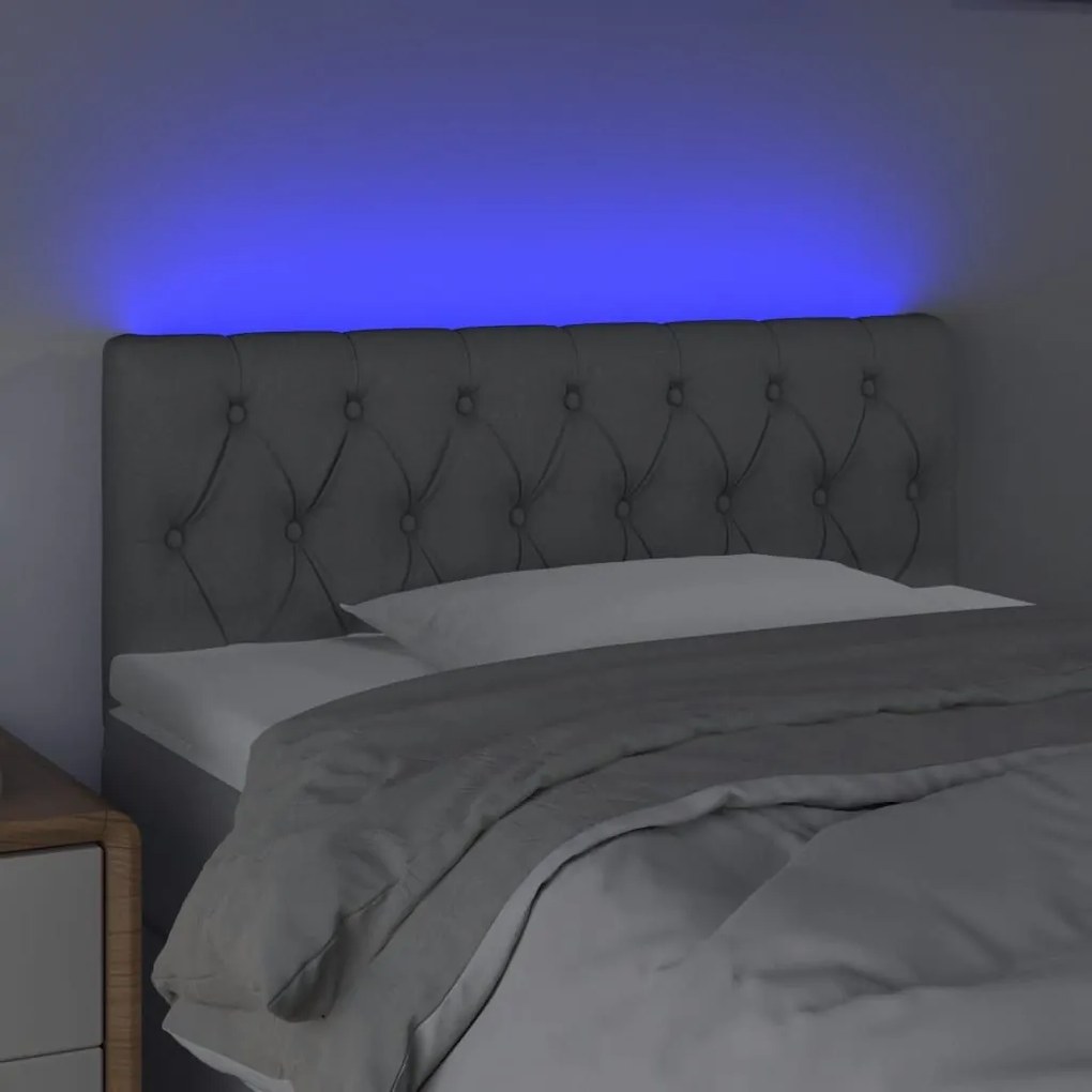 Κεφαλάρι Κρεβατιού LED Ανοιχτό Γκρι 90x7x78/88 εκ. Υφασμάτινο - Γκρι