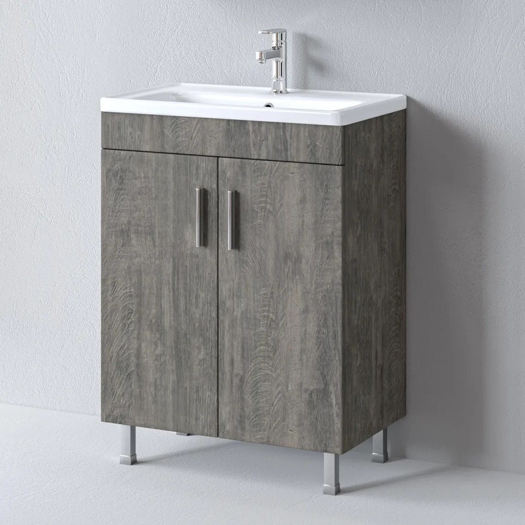 Πάγκος με τέσσερα ποδαράκια Skopelos Berlin 60 S3BSK060BE0 58x36x69/79cm, Νιπτήρας 61,5x37cm