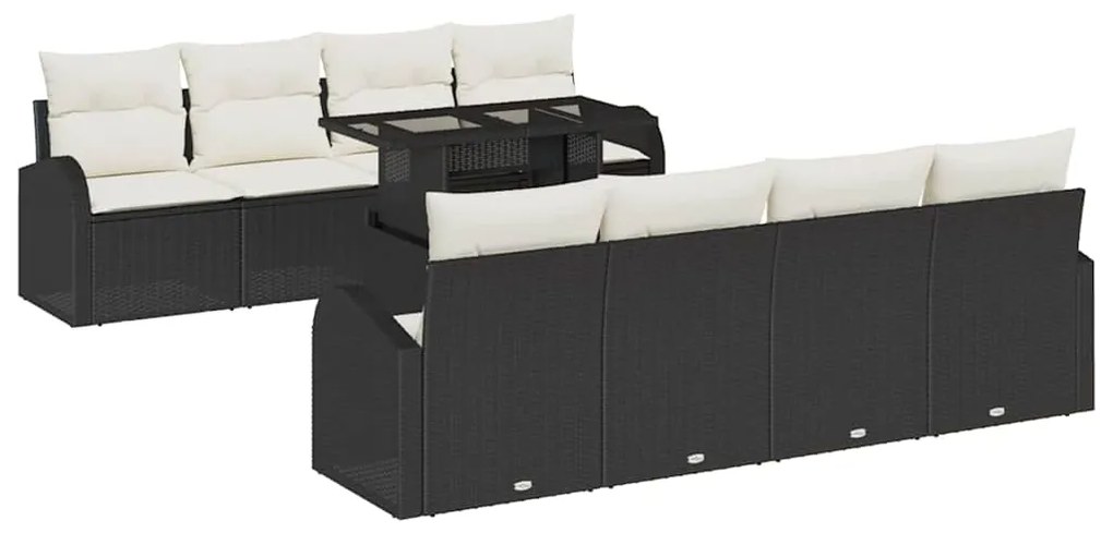 vidaXL Σετ Καναπέ Κήπου με μαξιλάρι 7 pcs Μαύρο Πολυ ράταν