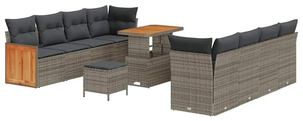 vidaXL Σετ Καναπέ Κήπου 11 pcs Γκρι 90 x 55 x 71 cm συνθετικό ρατάν