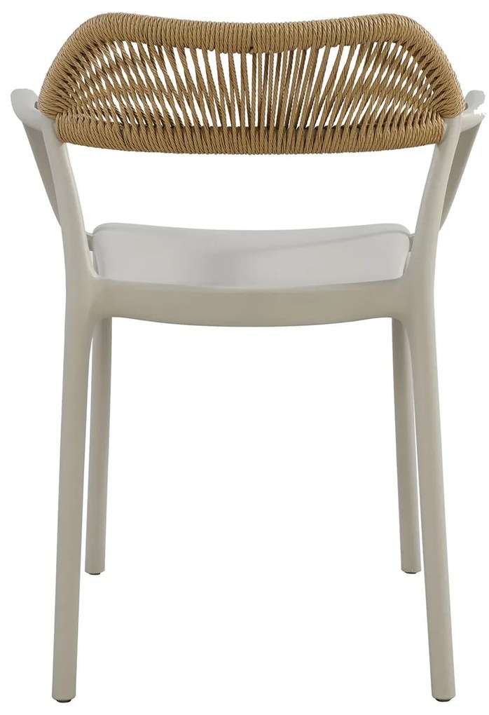 DOLLI Πολυθρόνα Στοιβαζόμενη, PP-UV Γκρι, Rope Wicker Φυσικό 56x52x78cm